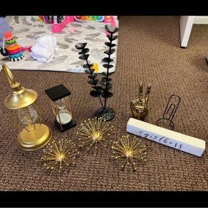 Gold Black White Office Home Decor Bundle